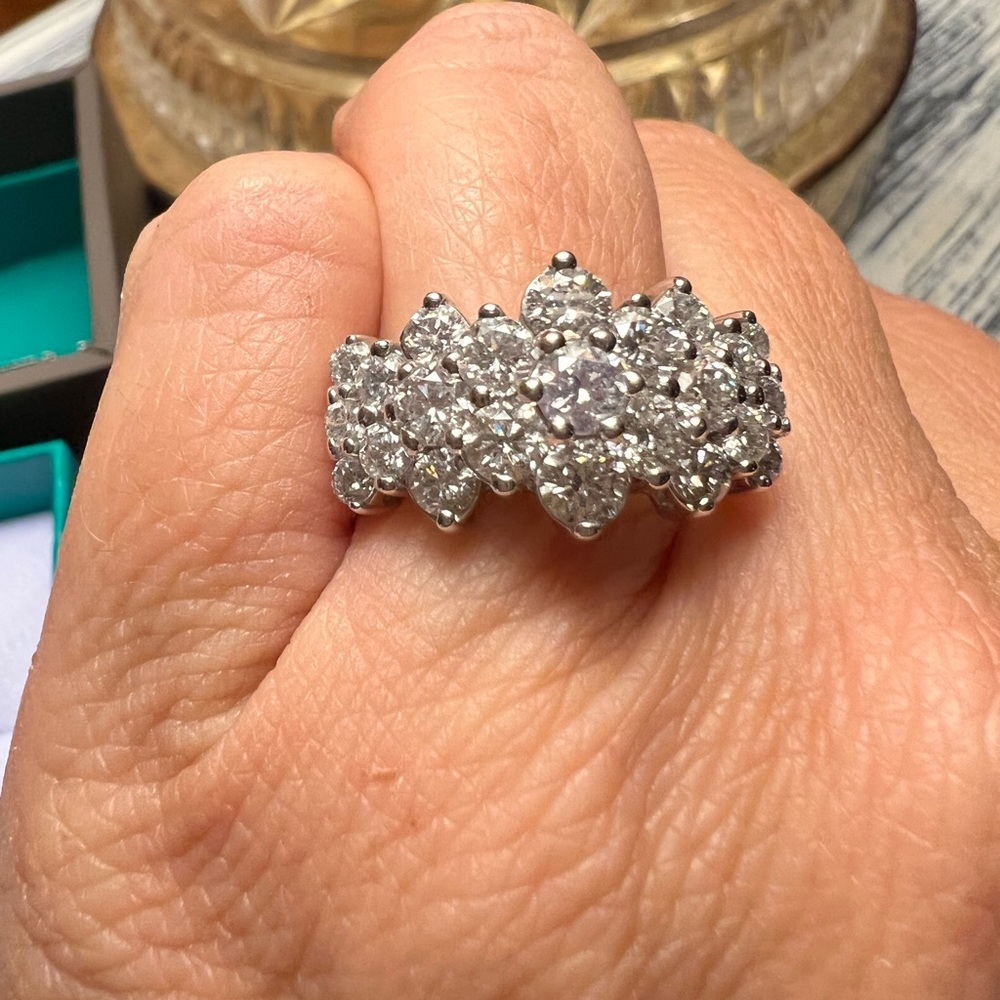 2CTW Waterfall Cluster Diamond Ring Size 7